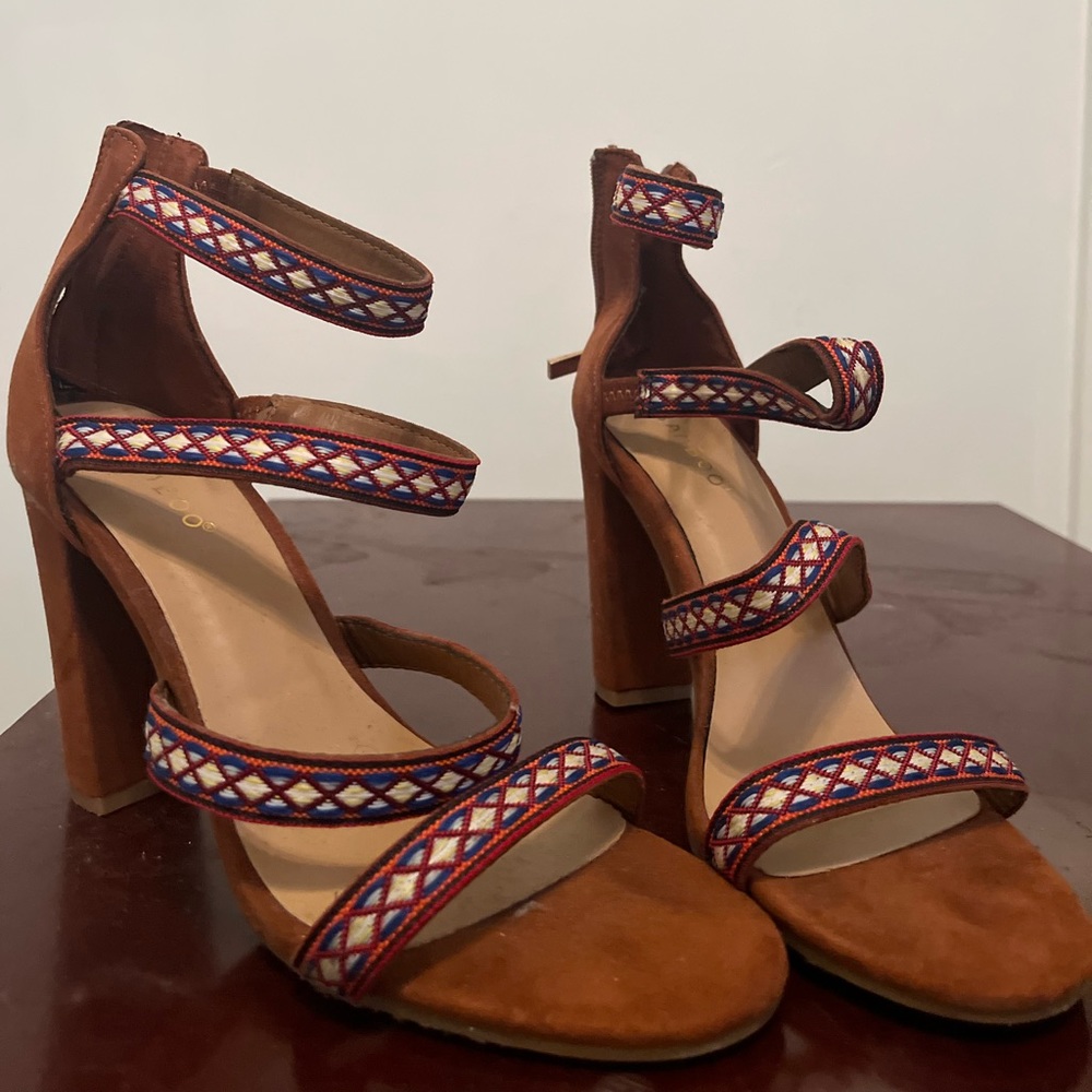 Bohemian style brown heels